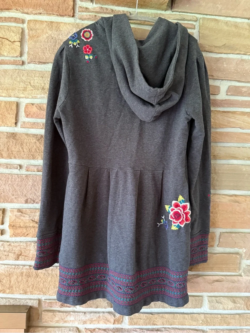 Johnny Was gray hooded two way zip jacket coat - Picture 4 of 5